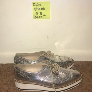 Zara chrome Oxford shoes
